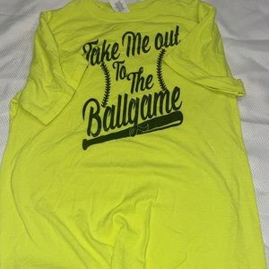 yellow softball tee